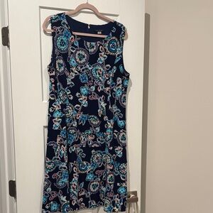 Tommy Hilfiger Navy and Teal Floral Midi Dress